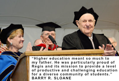 Regis recognized Marshall M. Sloane with an honorary Doctor of Law degree at Commencement in 2014.